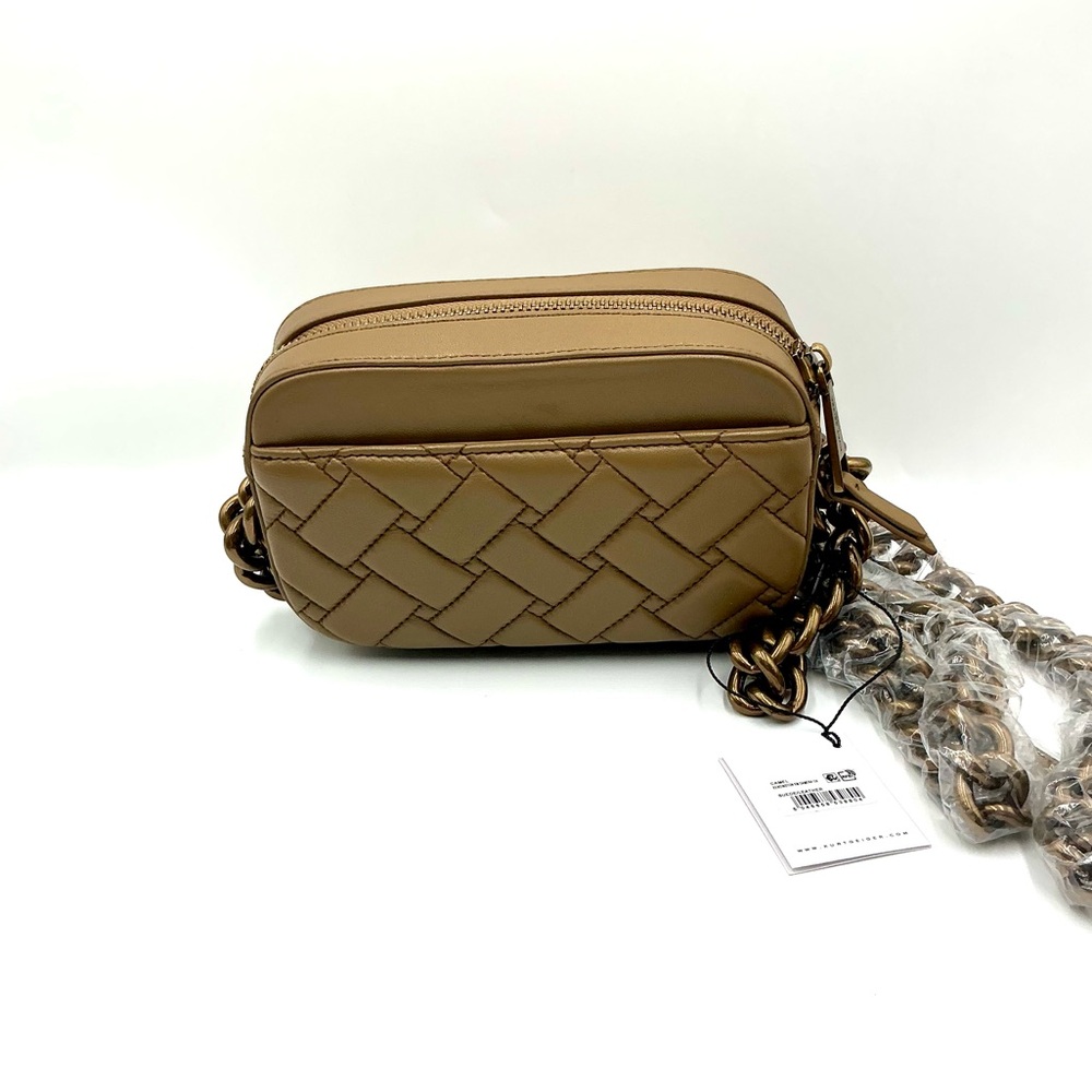 Quilted Tan Crossbody Bag with Chain Strap - Picture 2 of 4
